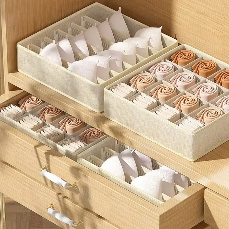 Sock Organizer Tray - 1-2 個不織布下着収納ボックス靴下衣類収納オーガナイザー引き出しタイプ 3 点セット家庭組織用