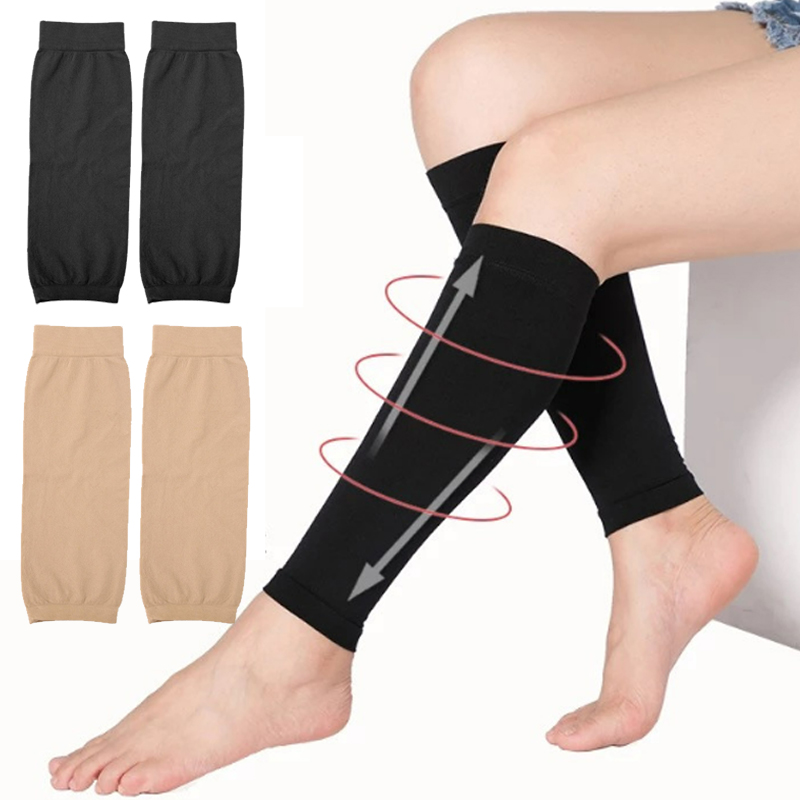 Compression Sleeve Calf - ユニセックス弾性圧縮ソックス、ふくらはぎスリーブ、通気性スポーツフットレスソックス、フットボール、サイクリング、ランニング用圧縮レッグカバー