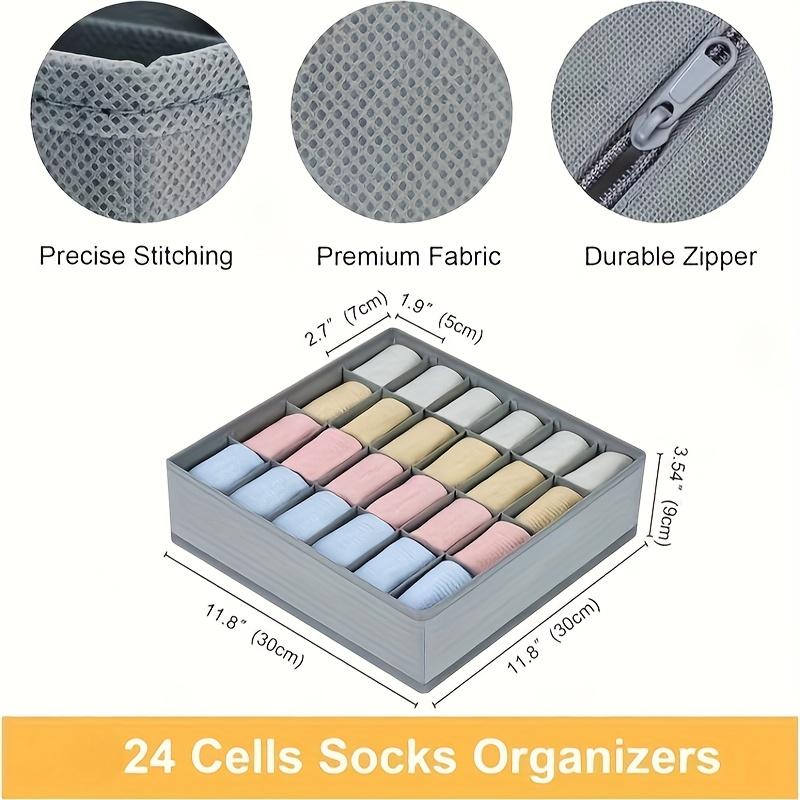 24グリッド折りたたみ式収納オーガナイザーボックス、布製靴下 - Sock Organizer Tray のレビューと価格