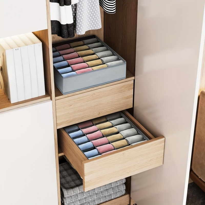 24グリッド折りたたみ式収納オーガナイザーボックス、布製靴下 - Sock Organizer Tray のレビューと価格