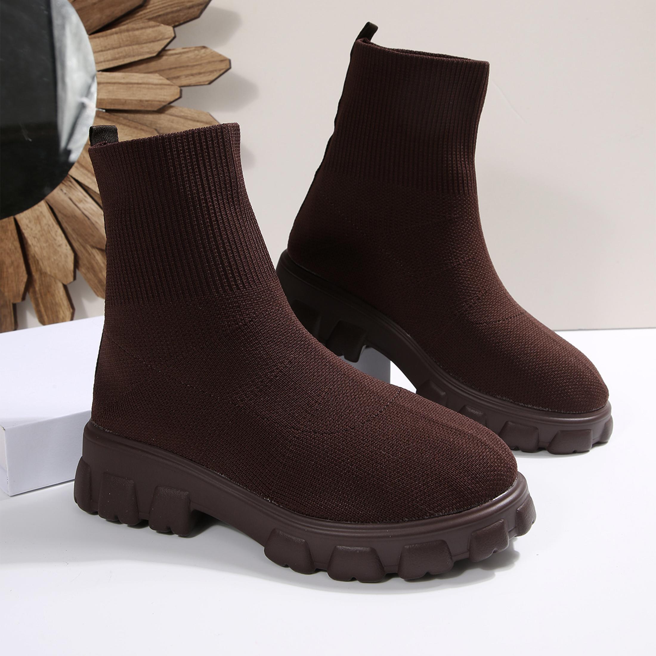 女性用アンクルブーツ、快適なラウンドトゥ、スリップオン、スト - No Show Sock Women のレビューと価格