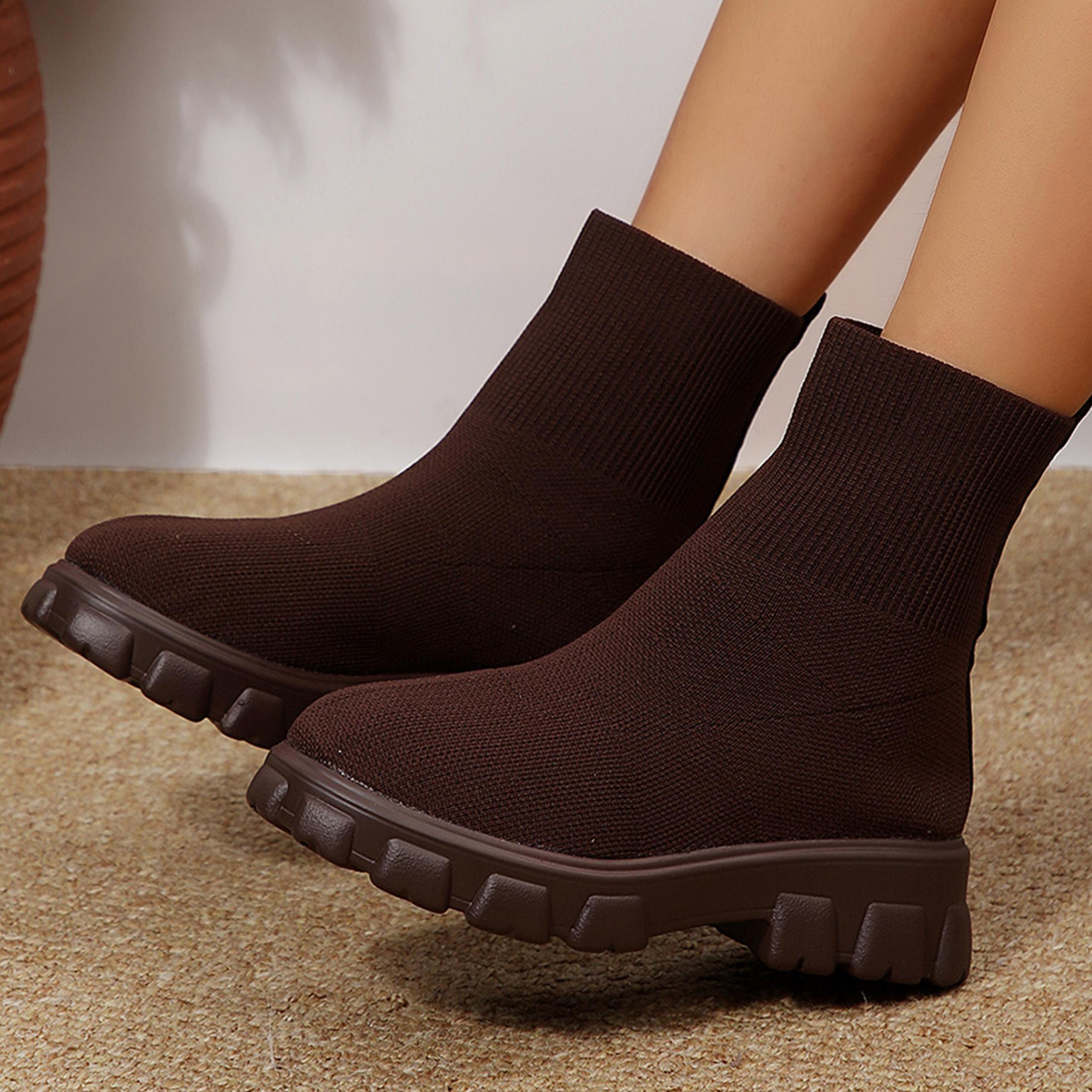 女性用アンクルブーツ、快適なラウンドトゥ、スリップオン、スト - No Show Sock Women のレビューと価格