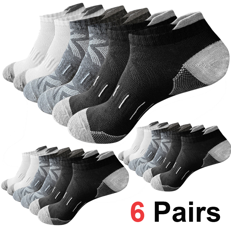 6 ペア メンズ アロー プリント アンクル ソックス 通気 - Athletic Sock Cushion のレビューと価格