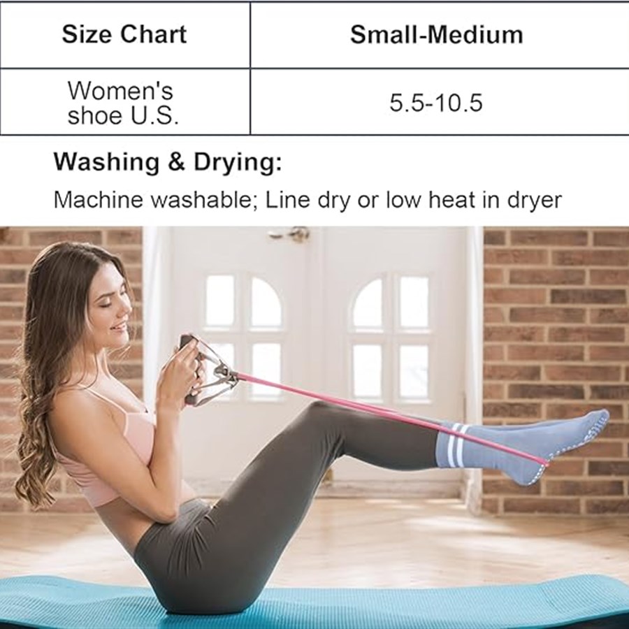 ミッドレングスの女性用滑り止めソックス、ダブルストライプのプ - Grip Sock Yoga のレビューと価格