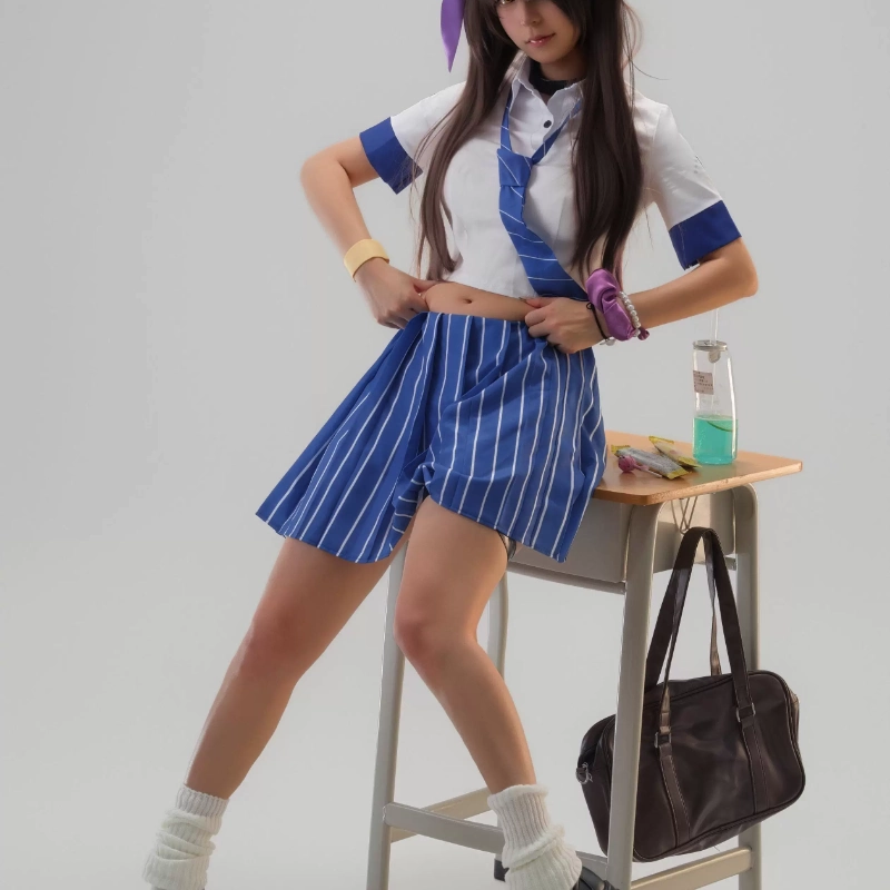 ナガコスプレ衣装 JK 制服ネイビーブレザープリーツスカート - Knee High Sock Women のレビューと価格